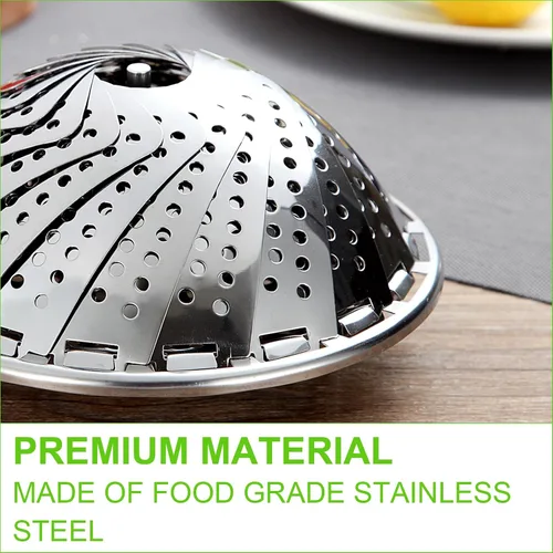 Vista 2 de FOFAYU Cesta de Vapor de Verduras para Cocinar, Cesta de Vapor de Acero Inoxidable para Vegetales, Pescado y Comida, Vaporizadores Plegables