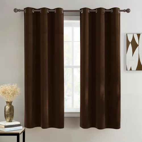 Vista 59 de NICETOWN Cortinas de terciopelo beige 100% opacas de 84 pulgadas de largo, 52 pulgadas de ancho, 2 paneles para dormitorio y sala de estar, cortinas