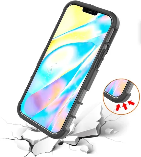 Vista 5 de Funda para iPhone 12 Mini, protección contra caídas de cuerpo completo, resistente con clip para cinturón, funda resistente con protector