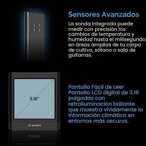Vista 5 de AC Infinity Temperatura Humedad VPD Smart Hygrometer B2 w/Bluetooth App