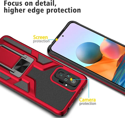 Vista 5 de Asuwish Funda compatible con Xiaomi Redmi Note 10 Pro y protector de pantalla de vidrio templado, soporte de anillo, soporte de soporte, accesorios