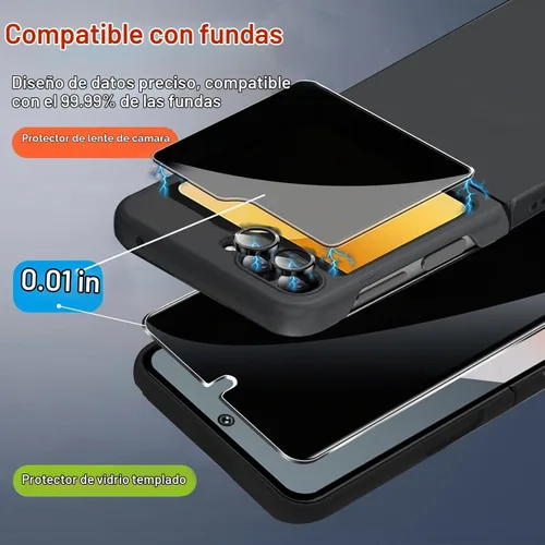 Vista 2 de Ferilinso Protector de pantalla de privacidad para Samsung Galaxy Z Flip 6 / Z Flip 7 FE [compatible con funda de teléfono], película