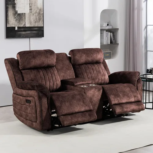 Vista 14 de Zero Gravity - Sofá biplaza reclinable eléctrico con reposacabezas ajustable, sofá reclinable eléctrico con consola, sofá reclinable eléctrico
