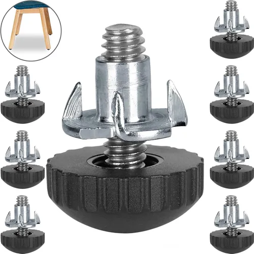 Vista 9 de Anwenk Niveladores de muebles de acero inoxidable de 1/4 pies, niveladores ajustables para mesa y silla, deslizadores de pies, paquete de 16