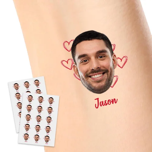 Vista 31 de YESCUSTOM Tatuajes temporales personalizados con foto, tatuaje facial personalizado con logotipo para adultos, parejas, mujeres, hombres, tatuajes