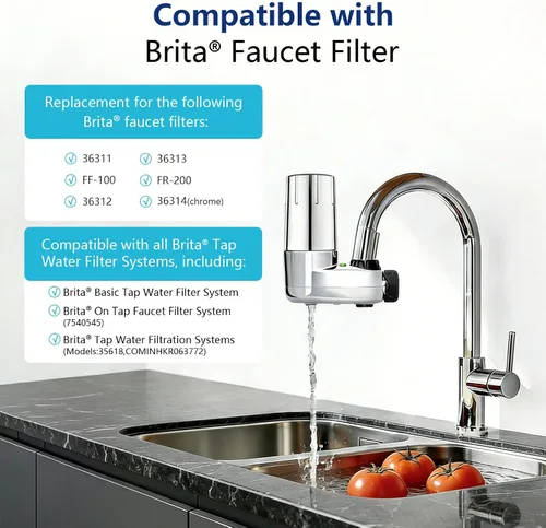 Vista 3 de Paquete de 2 filtros de repuesto para grifo Brita® 36311 Sistema de filtración de agua del grifo compatible con filtros de repuesto Brita® 36313