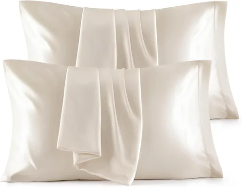 Vista 10 de Bedsure Paquete de 2 fundas de almohada de satén similares a las fundas de almohada de seda tamaño estándar, funda de almohada para mujeres que