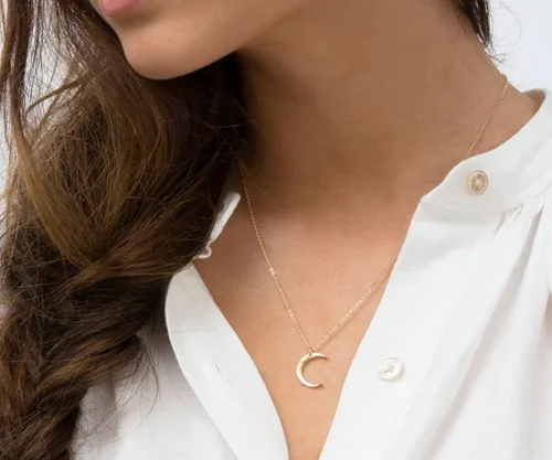 Vista 3 de Adabele 1pc Authentic Sterling Silver Cute Crescent Moon Bar Tube Pendant Necklace Layering Jewelry Hypoallergenic Nickel Free Women Girl Birthday