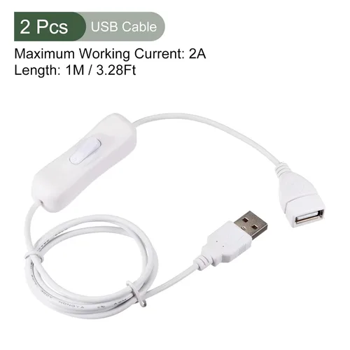 Vista 2 de YOKIVE 2 cables USB con interruptor de encendido/apagado, cable de extensión macho a hembra, desgaste reducido, ideal para el hogar, estudio