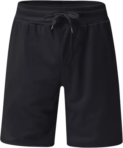 Vista 2 de Men's Cotton Beach Shorts Athletic Summer Relaxed Fit Solid Color Workout Running Drawstring Shorts with Pockets
