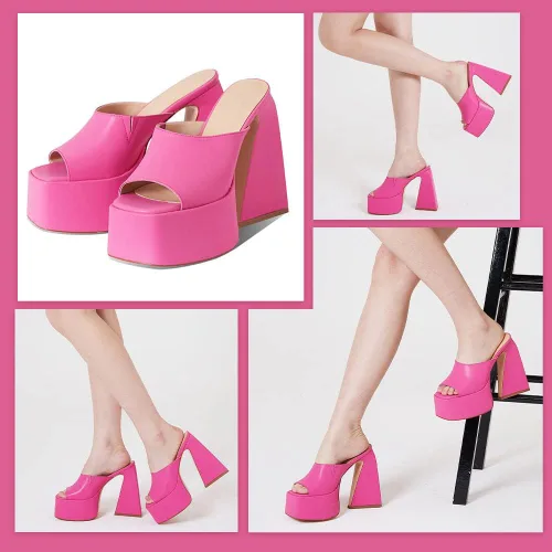 Vista 5 de Kalstage Sandalias de tacón para mujer con punta cuadrada, tacones altos y gruesos, sandalias de plataforma para vestido de fiesta de verano