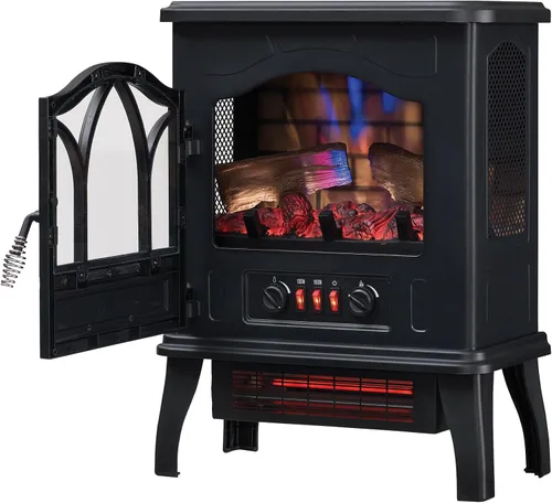 Vista 7 de duraflame® Calentador eléctrico de estufa de chimenea de cuarzo infrarrojo 3D, negro