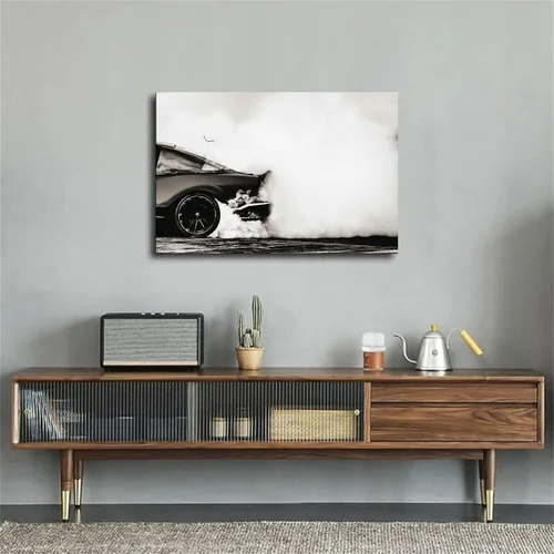 Vista 3 de Pósteres de automóvil deportivo fresco para hombre, en blanco y negro, impresión en lienzo, arte de pared con imagen moderna para el hogar