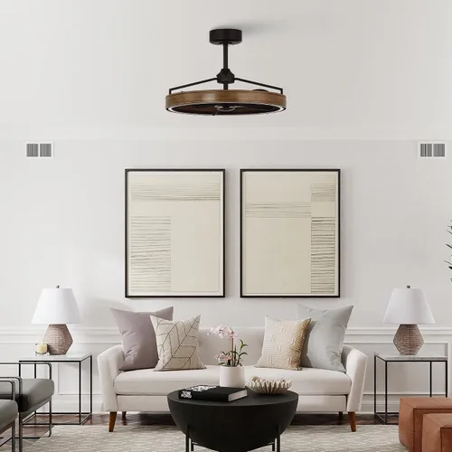 Vista 3 de Parrot Uncle Ventiladores de techo con luces y control remoto, ventilador de techo sin aspas con luz para dormitorio, sala de estar, comedor, 27