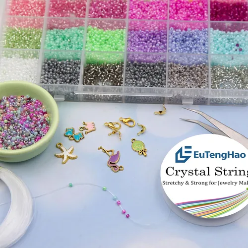 Vista 2 de EuTengHao 13246 cuentas de semillas de pony de 0.118 pulgadas (0.118 in) con dijes, pinzas para manualidades, pulseras, collares, aretes, joyería