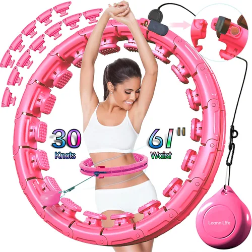 Vista 4 de Leann L!fe U1-30 Knots Waist 61”, Magnetic Lock Smart Weighted Hula Hoop for Adults Weight Loss, Infinity Hoop Plus Size, Children Adult Home