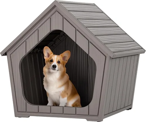 Vista 13 de Fancyango Casa para perros al aire libre e interior, impermeable, ventilada, fácil de limpiar, suelo elevado para perros pequeños y grandes, fácil