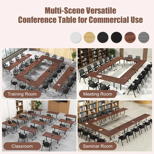 Vista 9 de 47.2" Conference Room Table, Folding Conference Table with Wheels, 2Pack Walnut