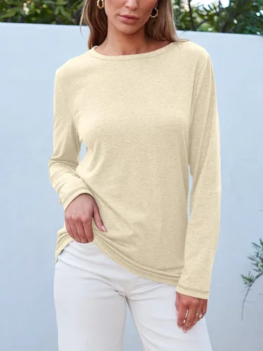 Vista 20 de SUNBS Paquete de 3 camisas de manga larga para mujer, ajuste holgado, ropa de otoño, ropa de moda 2025, camisetas básicas de entrenamiento, trajes