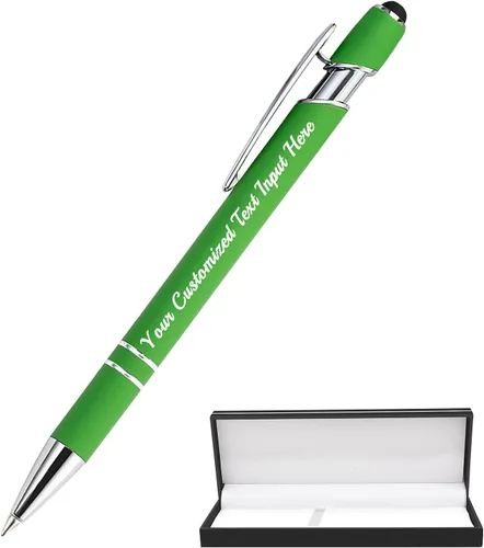 Vista 34 de Bolígrafo personalizado, 50 bolígrafos personalizados, grabado a granel con logotipo de nombre, lápiz digital de tinta negra suave con toque