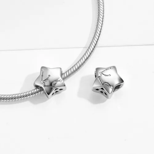 Vista 3 de Abalorio de constelación de plata de ley 925 con piedra natal para pulsera Pandora, regalo para aniversario, cumpleaños, Navidad Acuario A