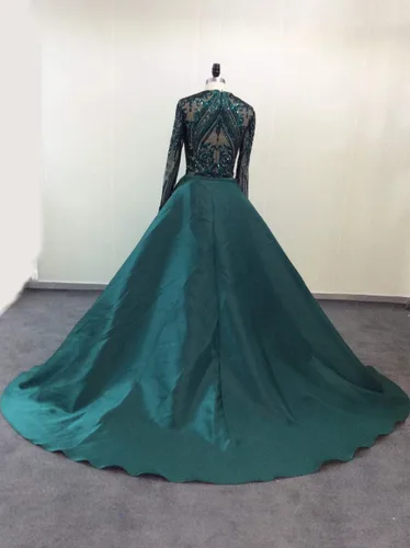 Vista 5 de Kumeng VerdeBorgoñaAzul Marino Lentejuelas Satén Sirena Prom Vestido de Fiesta de Noche Vestido de Celebridad Desmontable Tren