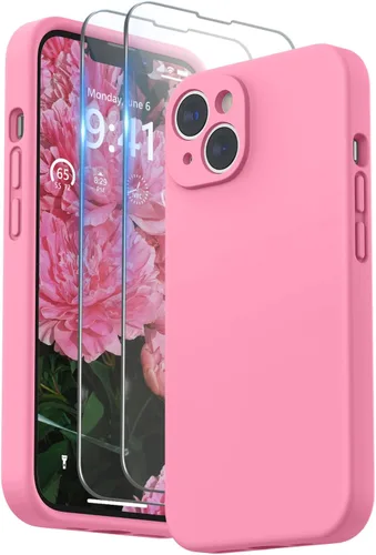 Vista 18 de SURPHY Funda para iPhone 14 Plus con Protector de Pantalla y Protección de Cámara, Funda de Teléfono de Silicona Líquida con Forro de Microfibra
