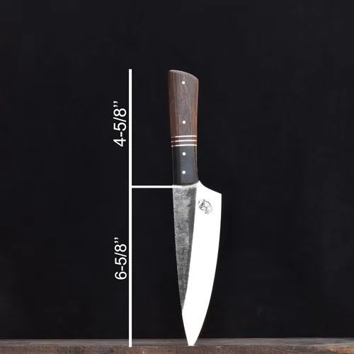 Vista 8 de Knives Ranch Cuchillo de chef rústico hecho a mano, hoja de acero inoxidable de alto carbono 440C de 6-5/8 pulgadas, cuchillo de cocina total