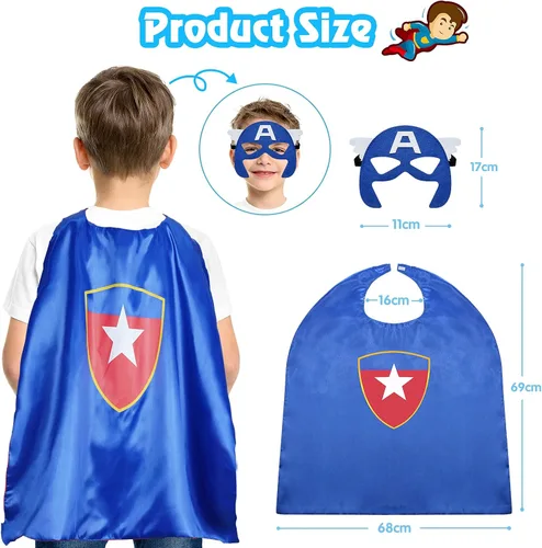 Vista 2 de Roko Juguetes para niños de 3 a 10 años, capas de superhéroes para niños, disfraces de dibujos animados, suministros de fiesta, regalos de Navidad