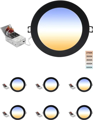 Vista 13 de POPANU Iluminación LED empotrable prémium de 4 pulgadas, 5 CCT, ajustable, regulable, empotrable, lámpara de techo con caja de conexiones