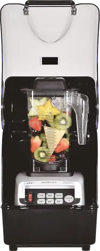 Vista 2 de OmniBlend Omni-Q - Licuadora comercial con protector de sonido completo, silenciosa, resistente, de 3 velocidades, autolimpieza, incluye cuchillas