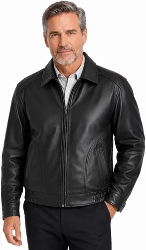 Vista 7 de REED Chaqueta de cuero All American Bomber para hombre, fabricada en EE. UU Negro