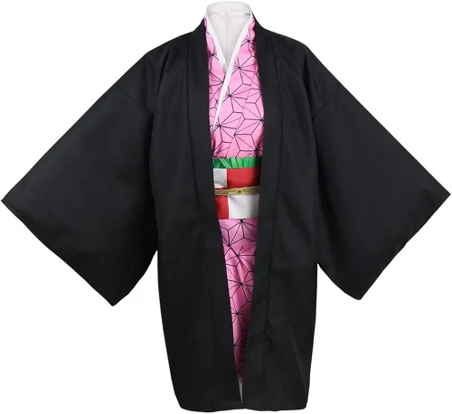 Vista 2 de NXJSH Kimetsu no Yaiba Anime Cosplay Kimono - Conjunto de peluca para mujeres, hombres, niñas y niños, perfecto para Halloween