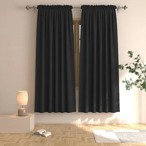 Vista 48 de UPOPO Cortinas beige de 45 pulgadas de largo para oscurecer la habitación, paneles de cortina para ventana, bolsillo para cortinero, cortinas