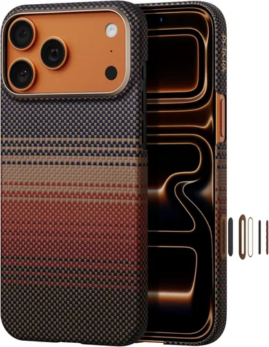 Vista 18 de pitaka Funda para iPhone Pro de 6.3" con sensación sin funda, azul abismo Abyss Blue (Argyle)