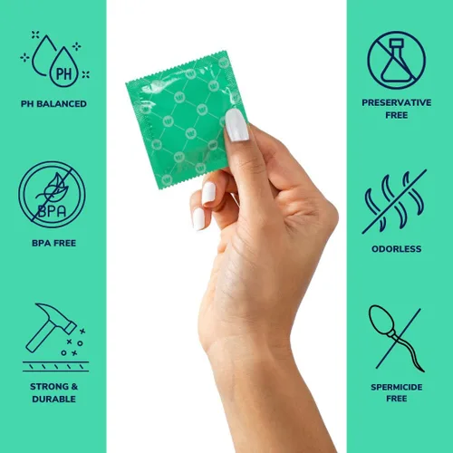 Vista 5 de Royal Preservativos veganos ultra finos extra grandes – Paquete de condones lubricados de primera calidad – Lubricante sin sabor, goma de látex