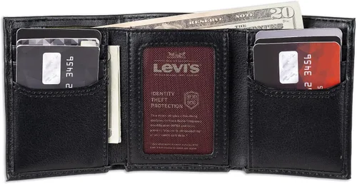Vista 4 de Levi's Men's Trifold Wallet-Sleek and Slim Includes Id Window and Credit Card Holder