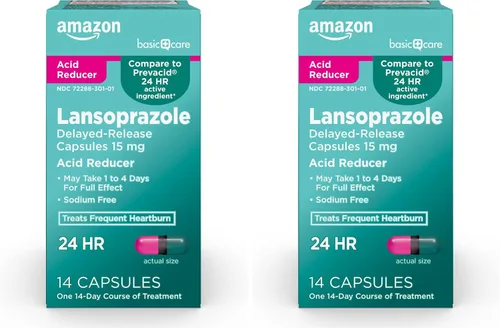 Vista 9 de Amazon Basic Care Lansoprazol Cápsulas de liberación retardada, 15 mg, trata la acidez estomacal frecuente, 14