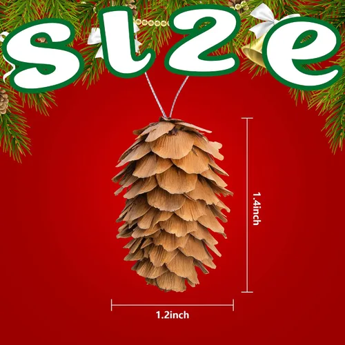 Vista 2 de Deloky 60 mini conos de pino colgantes naturales de Navidad con cuerda, 1.2 pulgadas, otoño, Acción de Gracias, árbol de Navidad, adornos de piña