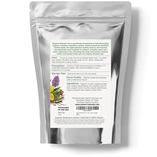 Vista 8 de Elanen Naturals Té orgánico Breathe de 4 onzas (3.99 oz), té de pulmón orgánico certificado por USDA para el bienestar bronquial y los fumadores