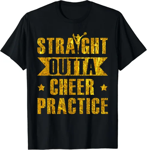 Vista 2 de Camiseta Straight Outta Cheer Practice de animadora, Negro