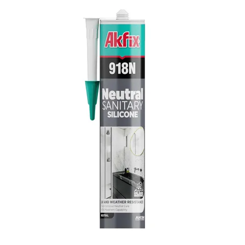 Vista 7 de Akfix 905N - Sellador de silicona transparente 100% para construcción y edificación (1x310 ml) - Sin solventes, bajo olor, resistente a UV y agua