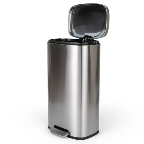 Vista 5 de Farberware Step On - Bote de basura de metal, tapa de cierre suave, resistente a huellas dactilares y manchas, cubo interior extraíble, pedal