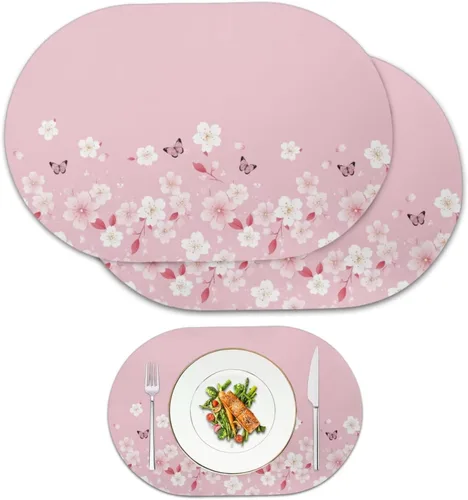 Vista 11 de Buteterfly - Juego de 2 manteles individuales con diseño ovalado, impermeables, lavables, resistentes al calor, decoración del hogar, cocina