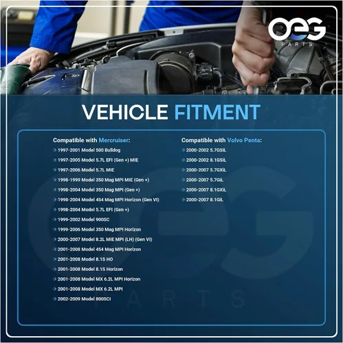 Vista 4 de OEG Parts - Arrancador SAEJ1171 compatible con Mercruiser I/O Inboard V8 5.7L-8.1L MIE MX Horizon 50-808011A05, 50-808011A4, RA122009, 8000186