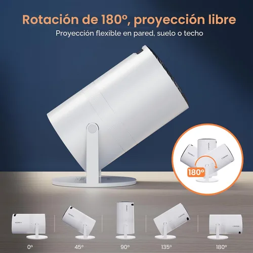 Vista 6 de WISHOLY Mini proyector con WiFi y Bluetooth, proyector de películas portátil con rotación de 180°, compatible con 1080P HD, corrección vertical