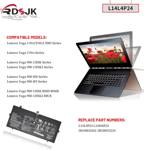 Vista 3 de L14L4P24 L14M4P24 - Batería para portátil Lenovo Yoga 900 900-13ISK 900-131SK 900-13ISK2 900-IFI 900-ISE Yoga 3 Pro 4Pro 4 Pro 900 900-13ISK 80MK