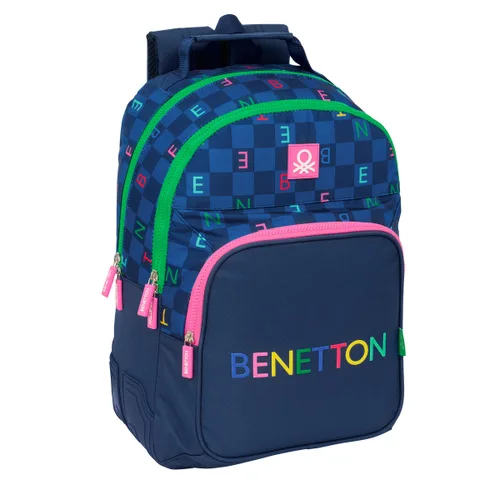 Vista 2 de Mochila Escolar Benetton Damero Azul marino 32 x 42 x 15 cm
