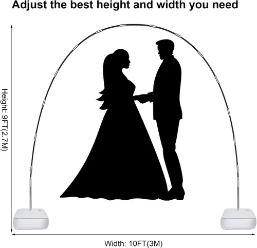 Vista 3 de Balloon Arch Stand Kit With Base,SOFTTIME 9FT Tall & 10Ft Wide Adjustable Balloons Arch Kit Set with 50Pcs Ballon Clips, Baloon Pump, balloon arches