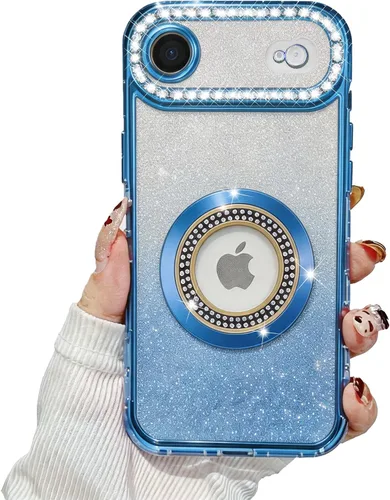 Vista 14 de Losin Funda magnética compatible con iPhone 15 Pro Max con purpurina compatible con MagSafe Funda de lujo con diamantes de imitación con logotipo